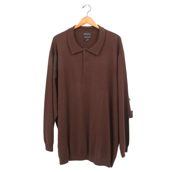 NWT Rochester Merino Wool Chocolate Brown 5XL Collared Sweater - Picture 1 of 5